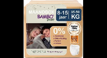 BAMBO Nature Dreamy Nachtbroekjes 8-15 jaar (35-50 kg) - 60 stuks Maandbox - 0% onnodige toevoegingen - Ideaal voor de gevoelige huid - Nordic Swan Ecolabel