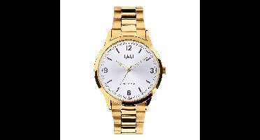 Q&Q C10A-052PY - Horloge - Analoog - Heren - Mannen - stalen band - Rond - Metaal - Cijfers - Streepjes - Goudkleurig - Zilverkleurig