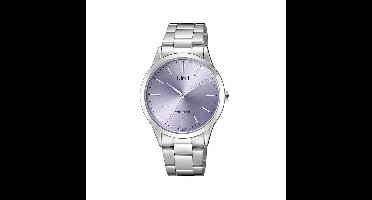 Q&Q C10A-019PY - Horloge - Analoog - Dames - Vrouwen - stalen band - Rond - Metaal - Cijfers - Zilverkleurig - Licht Paars