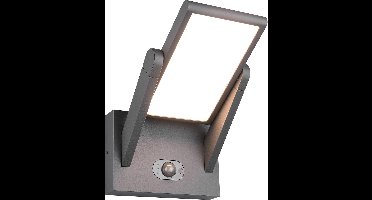 LED Tuinverlichting met Bewegingssensor - Wandlamp Buitenlamp - Torna Walla - 5W - Aanpasbare kleur - 1-lichts - Rechthoek - Antraciet - Aluminium