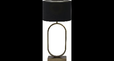 Light & Living Tafellamp Jamiri/Velours - Ant, Brons/Zwart - Ø30x67cm - Tafellamp met kap