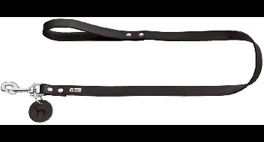 Hunter Looplijn Leder Zwart - Hondenriem - 110x1.3 cm