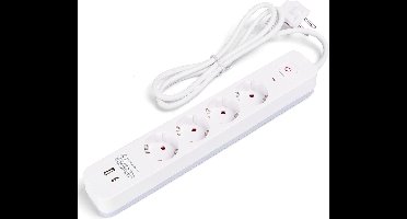 Stekkerdoos met USB - Verlengsnoer met USB - Igia - 4 Stopcontacten - 1 USB-A - 1 USB-C - 1.5 Meter - Randaarde - Wit | Nederland