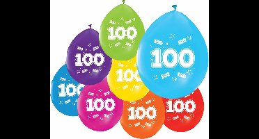 16 Ballonnen 12″ 2 Zijdig bedrukt 100 jaar - Versiering Feestdecoratie Decoratie Verjaardag Jubileum Ballon Feest