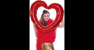 Folat Foto Frame - 1x - hart - rood - 80 x 70 cm - opblaasbaar/folie ballon - photo prop