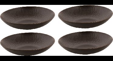 Palmer - Ruston - Bord diep - Pastabord - 4 stuks - ø 22 cm - Bruin - Stoneware - Bordenset