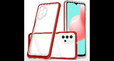 Hoesje Geschikt Voor Samsung Galaxy A32 4G hoesje transparant cover met bumper Rood - Ultra Hybrid hoesje Hoesje Geschikt Voor Samsung Galaxy A32 4G case