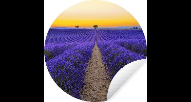 WallCircle - Muurstickers - Behangcirkel - Frankrijk - Lavendel - Kleuren - ⌀ 30 cm - Muurcirkel - Zelfklevend - Ronde Behangsticker