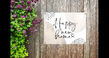 Tuin decoratie Hartje - Happy - Quote - 40x30 cm - Tuindoek