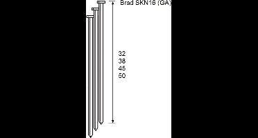 Dutack brads - SKN16 - 20° hoek - 1,6 x 50 mm - verzinkt - 2000 stuks