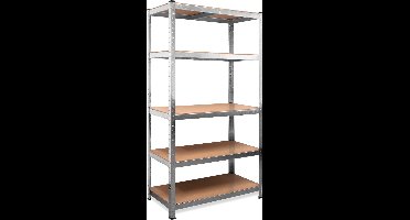 Monzana Opbergrek Metaal – 5 Planken tot 350kg 170x75x30cm - Zilver