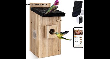 HOB Smart Vogelhuisje met Camera - Solar - HD Camera - Incl. App - Nestkastje - Wildcamera - Nacht Camera - Zonne Energie - WIFI