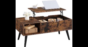 Salontafel - Verstelbare Salontafel - Opklapbare Tafel met Opbergruimte - Moderne Koffietafel - Houten Tafel - 100x50x43 cm - Rustiek Bruin