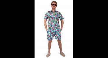 Korte Broek Hawaii Papegaaien Blauw - Maat S/M