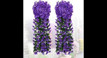 2 Stuks Kunsthangbloemen - 90 cm - UV-Bestendig - Orchideeën Kunstbloem - Voor Huis, Tuin, Buiten, Binnen, Wanddecoratie - Hangende Kunstplanten - Paars