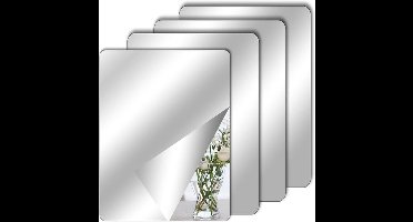 4-delige zelfklevende tegelspiegelset – Acryl spiegel – Flexibel, frameloos voor wanddecoratie in woonkamer, badkamer en slaapkamer – Schoolspiegel, spiegelstickers, kastspiegel (30 x 20 cm)
