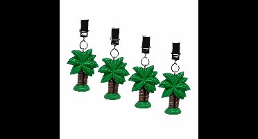 Palmboom Tafelkleedgewichtjes Set van 4 – Tafelkleedhangers met Clip – Polystone Tafelkleedgewichten – Groen – 30 gram per stuk – Voor Tuin, Balkon en Camping