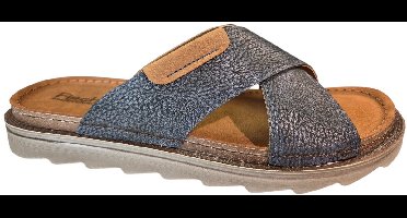Fischer 566660 503 Slippers Blauw Leer Heren - Blauw - 45