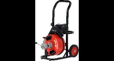 YT-25055 Elektrische Rioolreinigingsmachine - Ontstoppingsmachine - 300W - 1700 RPM - Inclusief 15.4m Verenstaal Spiraal & Transportkar - Blauw/Zwart