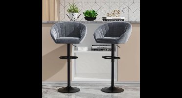 Barstoel – Barkruk – Barstoelset – Keukenstoel – Barkrukken – Verstelbaar – Draaibaar – Velvet Zitting – Met Metalen Frame
