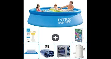 Intex Rond Opblaasbaar Easy Set Zwembad - 305 x 76 cm - Blauw - Inclusief Grondzeil - Solarzeil - Warmtepomp - Zwembadfilterpomp - 7-delig