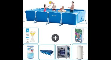 Intex Rechthoekig Frame Zwembad - 450 x 220 x 84 cm - Blauw - Inclusief Filter - Afdekzeil - Warmtepomp - Zwembadfilterpomp - 7-delig