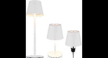 Buitenlamp Tafellamp Oplaadbare tafellamp Touchdimmer Fles top CCT, wit, USB-C, LED 3W 200Lm warm-koud wit, DxH 11,5x36 cm