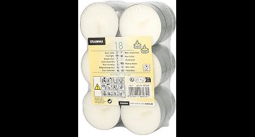18 Maxi theelichten Ø 57 mm · 19 mm wit