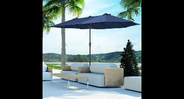 Parasol – Tuinparasol – Marktparasol – Dubbele Parasol – Terrasparasol – Handmatige Zwengel – Groot Ovaal 460x270 cm – Windbestendig Polyester