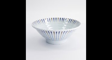 Tokyo Design Studio - Tokusa Ramen Kom - Blauw/Wit - 1200 ml - 21,7 x 21,7 x 8,3 cm - Melamine