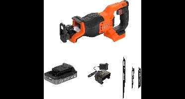 BLACK+DECKER 18V Brushless Reciprozaag met 3 Accessoires (met 2x 2.5Ah Accu en lader) - BLCR78E1-QW
