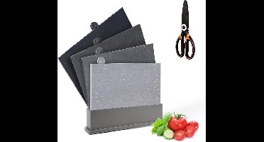 ApexArte® Snijplankenset met Houder - Snijplank - Extra Stevig - Grijs