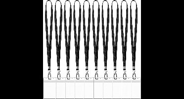 10 Stuks Lanyard Sleutelhangers met 10 Badgehouders - Zwart Nekkoord - Keycord Pashouder - Kaarthouder met Keykoord - Badge Houder voor Kaart/Sleutels - Telefoon/GSM Koord - Sleutelkoord - Universeel ID Pashouder - Telefoonkoord