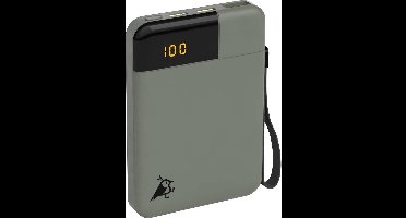 Aqiila Powerbank 5000mAh, 12W, klein en krachtig, Lichtgewicht, LCD Scherm, 2x USB-C, 1x USB-A, Pass Through Charging, plasticvrije verpakking, Powerbird B5 mosgroen