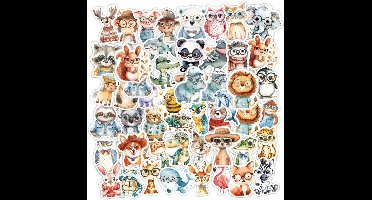 Stickerset met diverse dierenmotieven - 100 stuks - waterdicht vinyl - laptops, waterflessen, fietsen