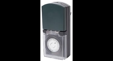 Perel Analoge timer, mechanisch, 230 V, 16 A, 3680 W, IP44, voor gebruik buitenshuis, Franse aarding type E, zwart