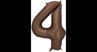 Folieballon nummer 4 in bruin 86cm