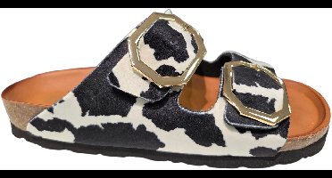 Rohde 5637 90 Slippers Synthetisch Zwart Koeienprint Dames - Zwart - 38