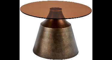 Sohome Ronde Salontafel Tymon Glas en brons staal, 70cm - Bruin