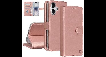 TUNIQ Book type case - iPhone 17 - Rose Gold - Kaarthouder voor 3 kaarten - Magnetische sluiting
