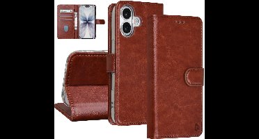 TUNIQ Book type case - iPhone 17 - Bruin - Voor 3 kaarten - Magnetische sluiting - Hanger