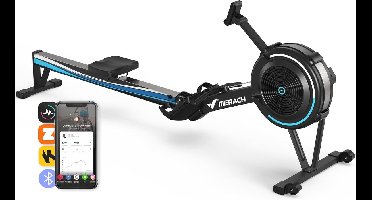 Roeimachine – Roeitrainer – Indoor Roeier – Fitnessapparaat – Trainmachine – 10 Niveaus Luchtweerstand – Ergonomische Zitting Met App-Houder