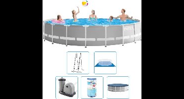 Intex Prism Frame Zwembad - 549x122 cm - Rond - Met filterpomp + accessoires - Zwembad - Filterpomp - Zwembadtrap - Grondzeil - Afdekzeil