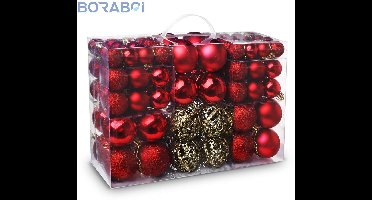 Set van 100 Kerstballen - Rood - Ø 3;4;6 cm - Kunststof - Glanzend en Mat