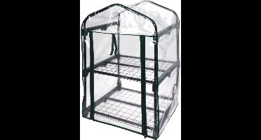 Progarden Kweekkas - 2 verdiepingen - 50 x 45 x 84 cm - broeikas met stalen plantenetage - PVC