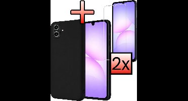 Hoesje - Met 2x Screenprotector - Geschikt voor Samsung Galaxy A07 - Sterk & Shockproof - Back Cover - Siliconen Case - Telefoon Hoes - Zwart