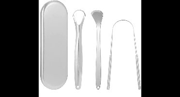 Oneay Set van 3 tongschrapers, roestvrijstalen tongschrapers voor een gezonde mondverzorging, BPA-vrije metalen tongschrapers