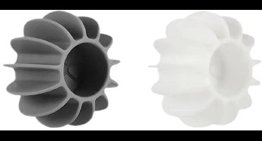 Set van 4 herbruikbare siliconen wasballen — Anti-klit, drijvende reinigingssponzen voor wasmachines, hulpmiddelen voor het verwijderen van huisdierharen — 6 x 4 cm (2 grijs + 2 wit)