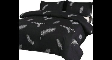 2-Delige Black Feather Dekbedovertrekset — Elegant & Dromerig - 135x200cm