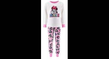 Minnie Mouse pyjama - Maat 128 - Disney - Fleece - Meisjespyjama - Crème met roze